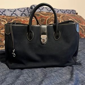 Dooney Burke Vintage Double Handle Leather Accent Signature Tote Very Clean